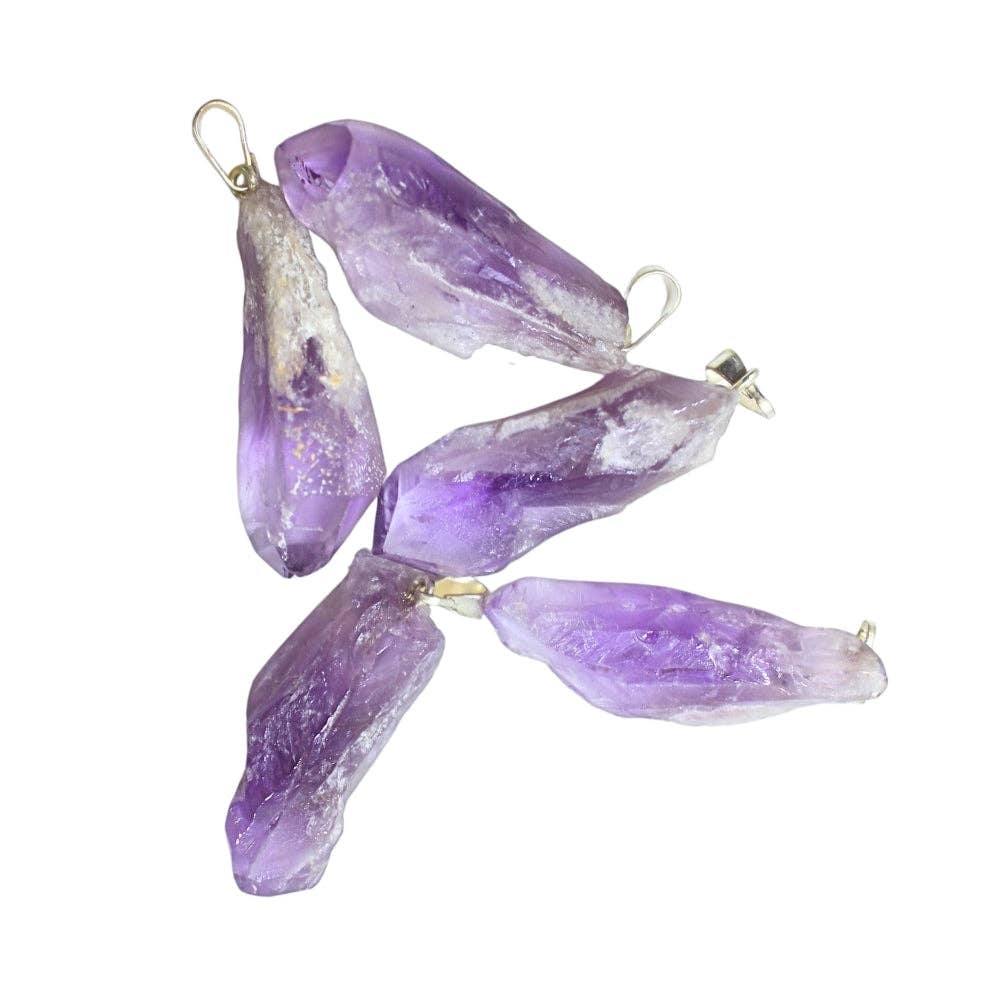 Point Pendant - Raw Elestial Amethyst