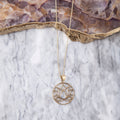 Brass Lotus Flower Rainbow Moonstone Pendant