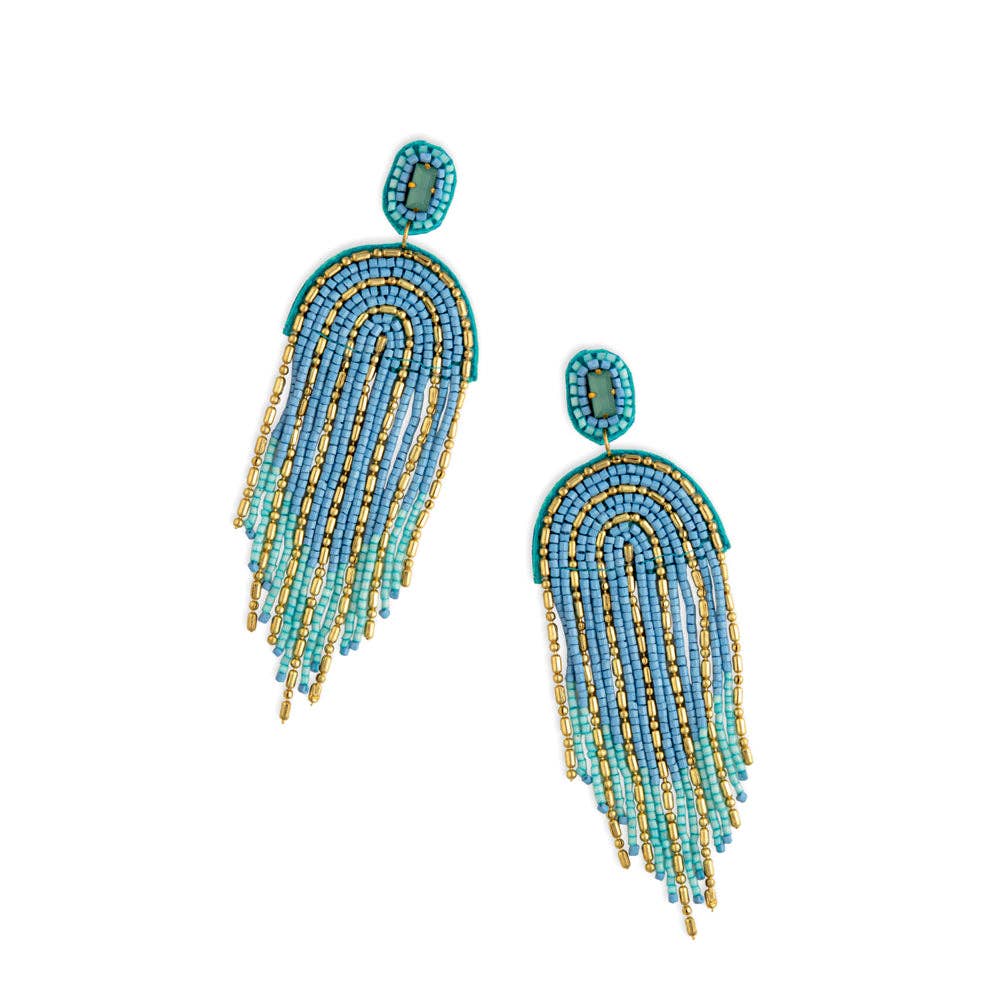 Mother Earth Blue & Green Beaded Earrings