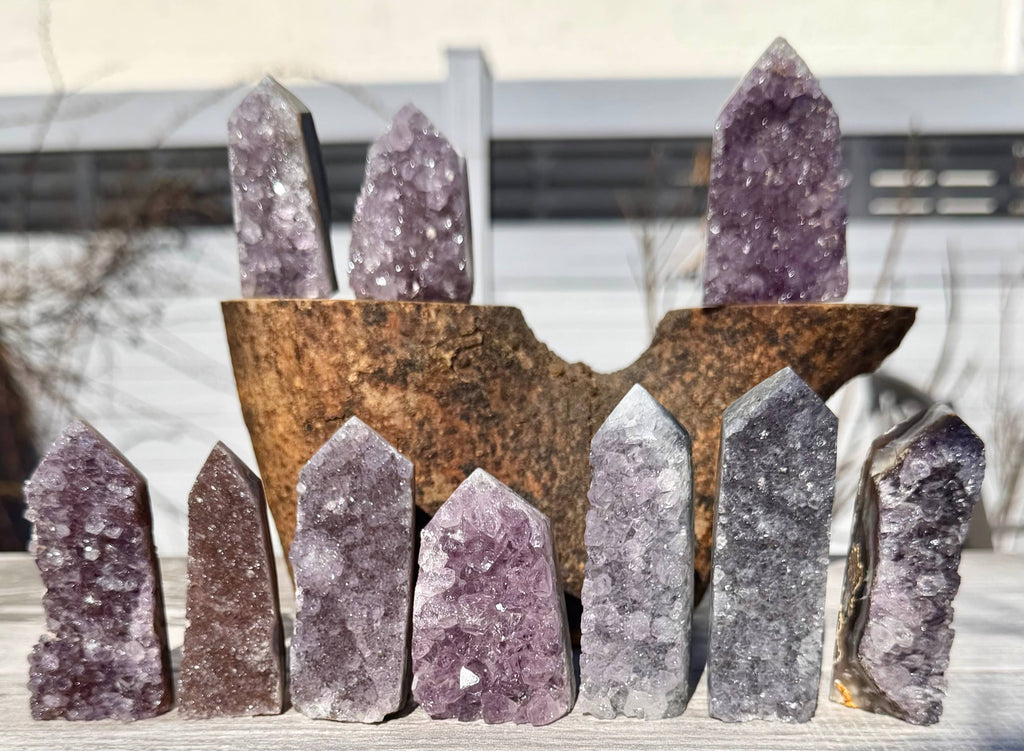 Druzy Amethyst Cluster Obelisk Tower