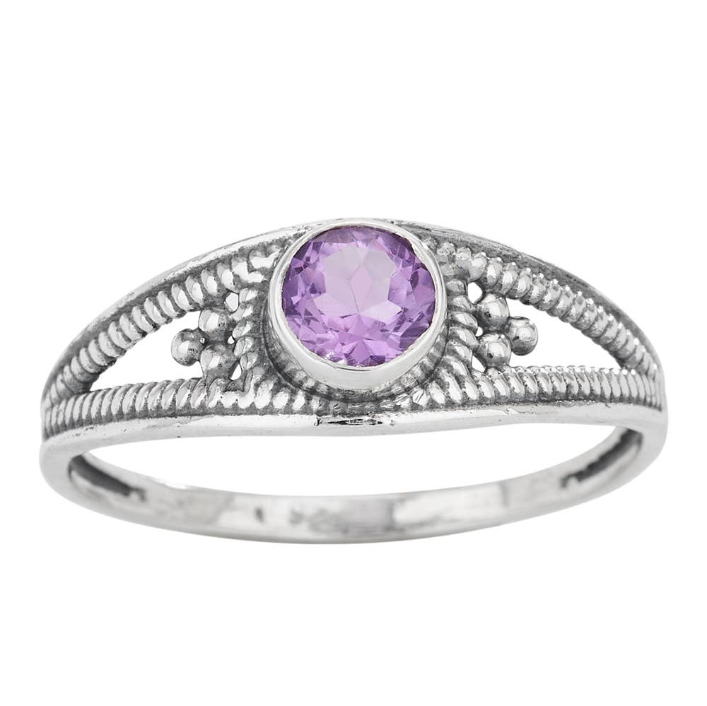 Amethyst “Open Eyes” Sterling Silver Band Ring