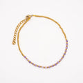 Gold Brass Faceted Stone Anklet
