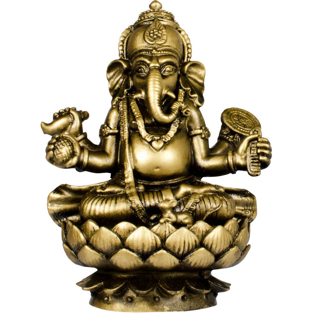Golden Sitting Ganesha Statue