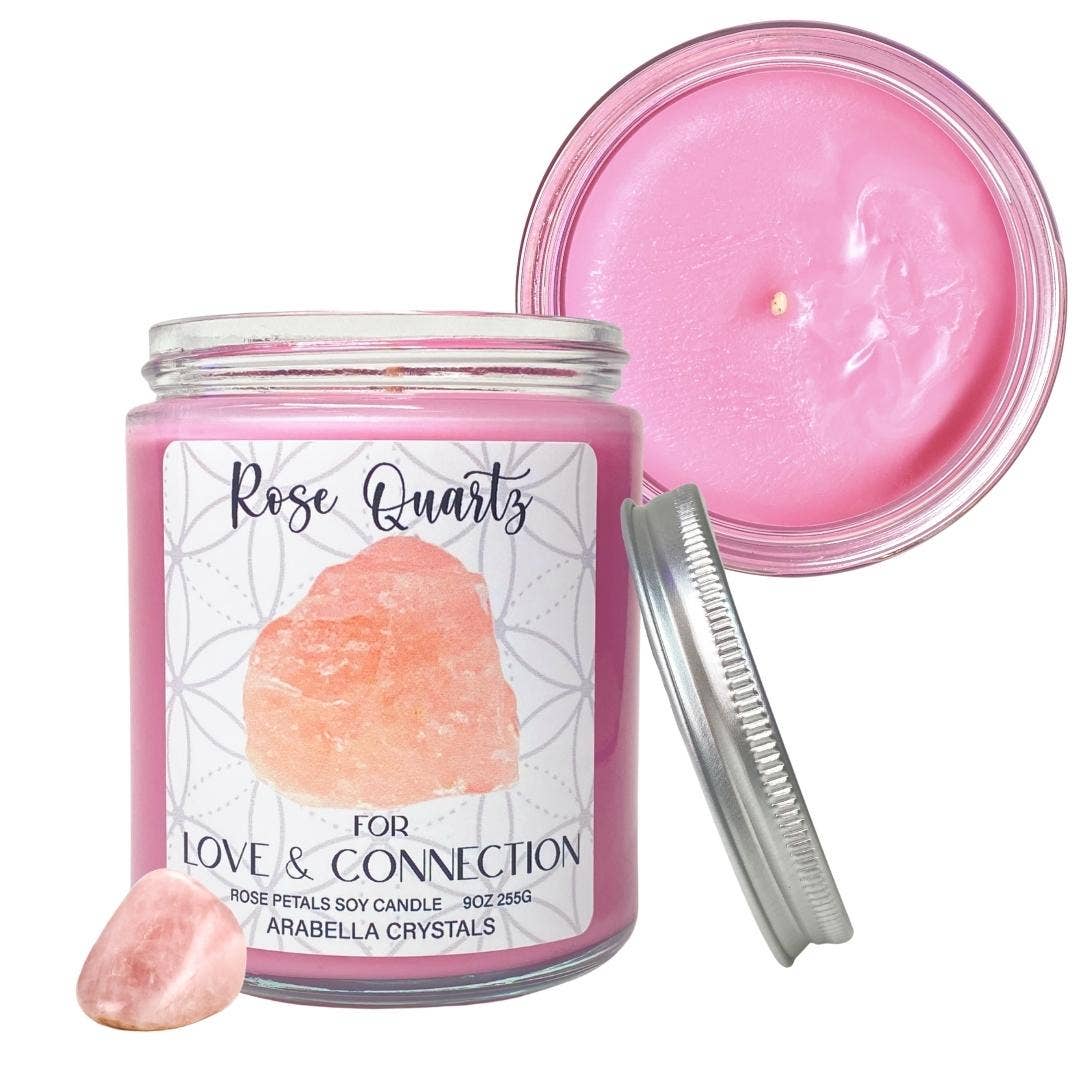 Rose Quartz Crystal Candle- Love & Connection