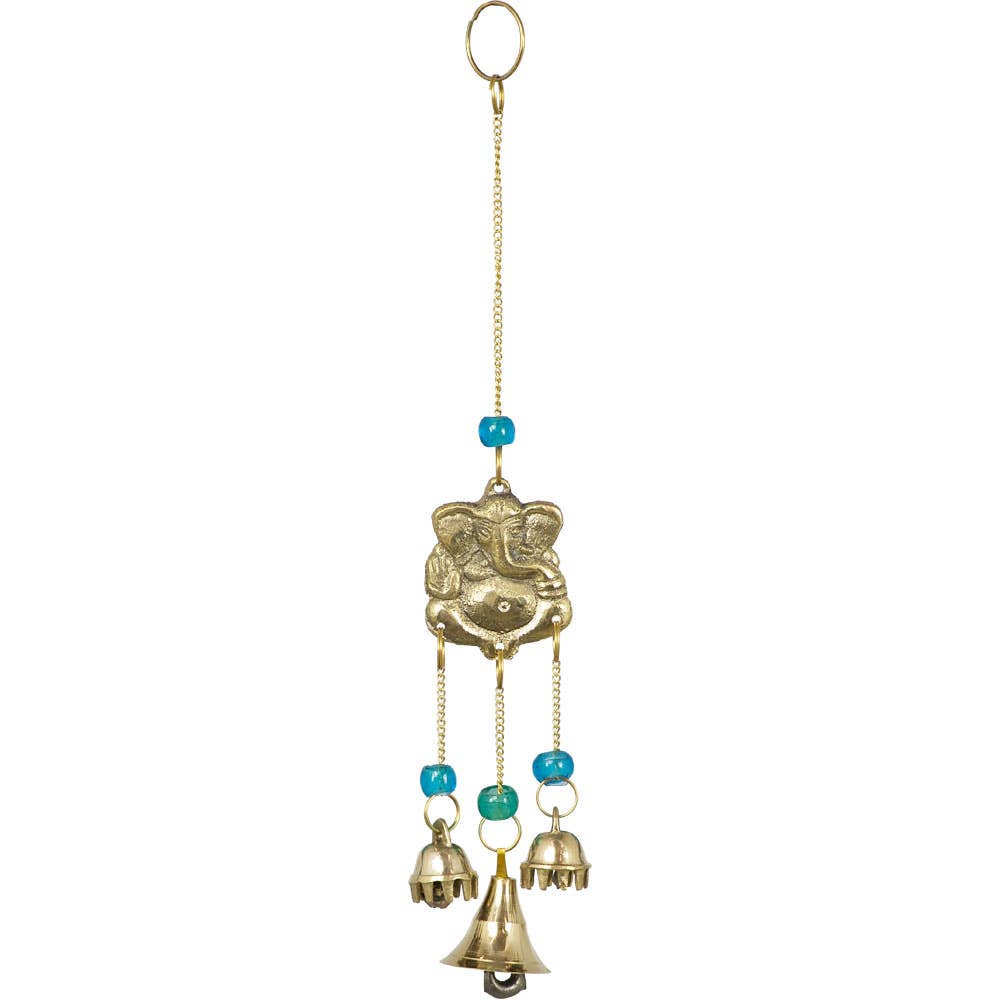 Brass Bell Chime- Ganesh With Blue Beads
