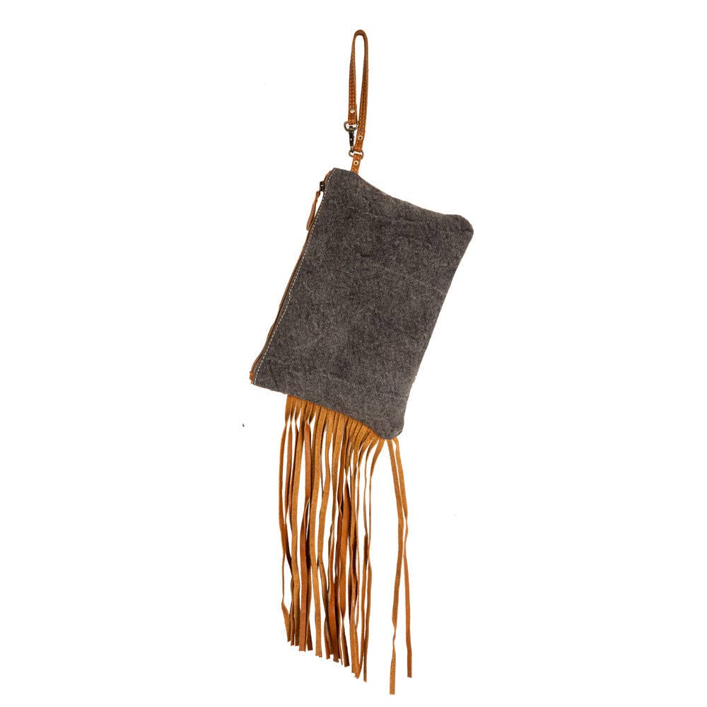 Mojave Paisley Fringed Hand-Tooled Leather Clutch Purse Bag