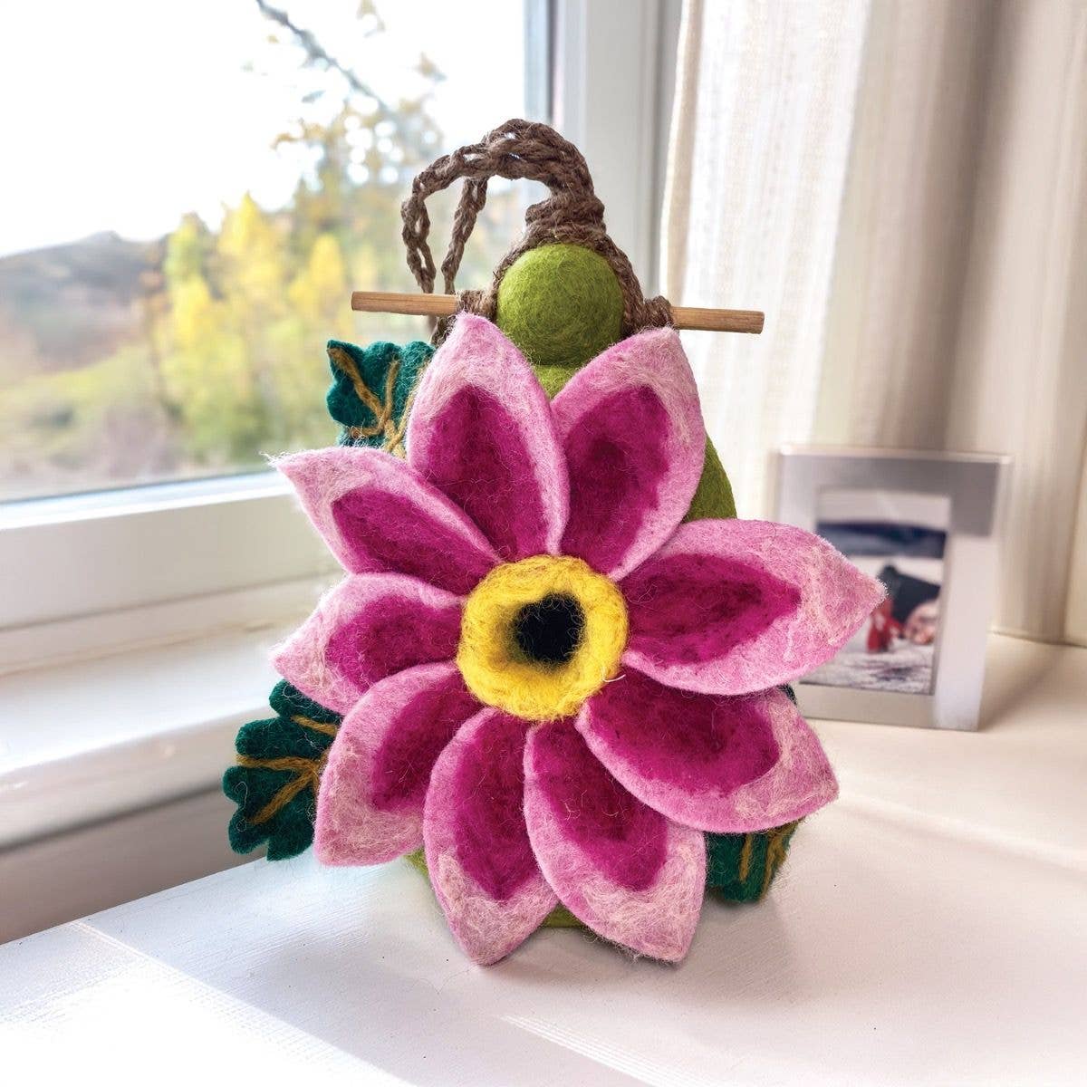 Wool Felted Dahlia Star Birdhouse