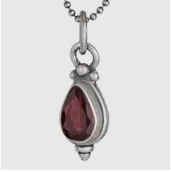 January Birthstone Necklace: Garnet & Sterling Silver