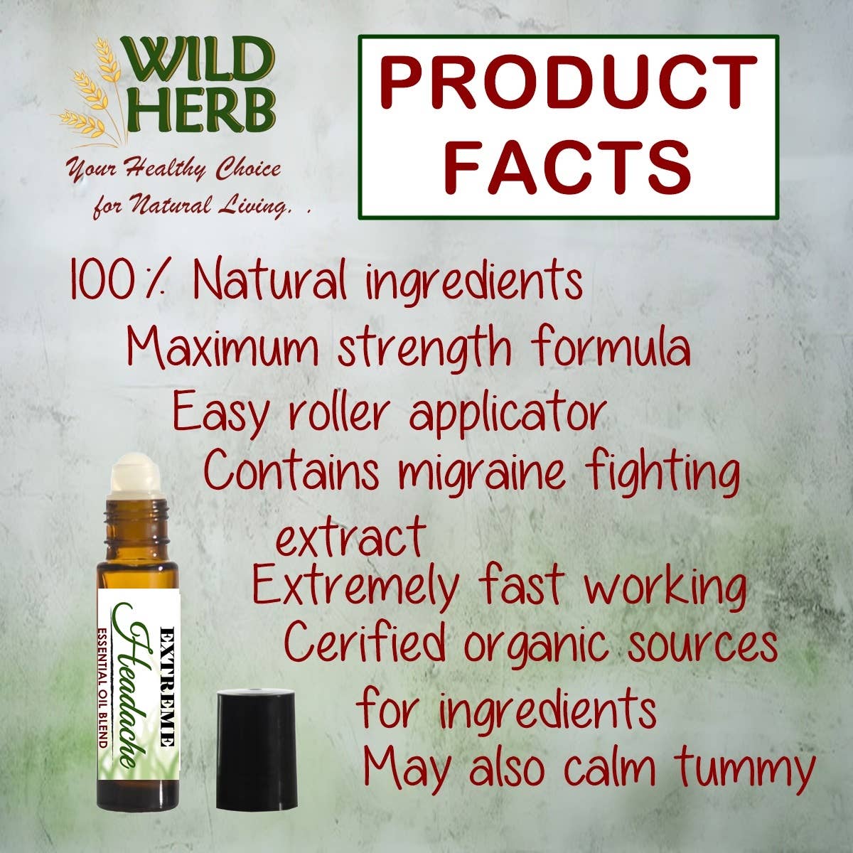 Migraine Roller Ball: Headache Relief Essential Oil Bottle Aromatherapy