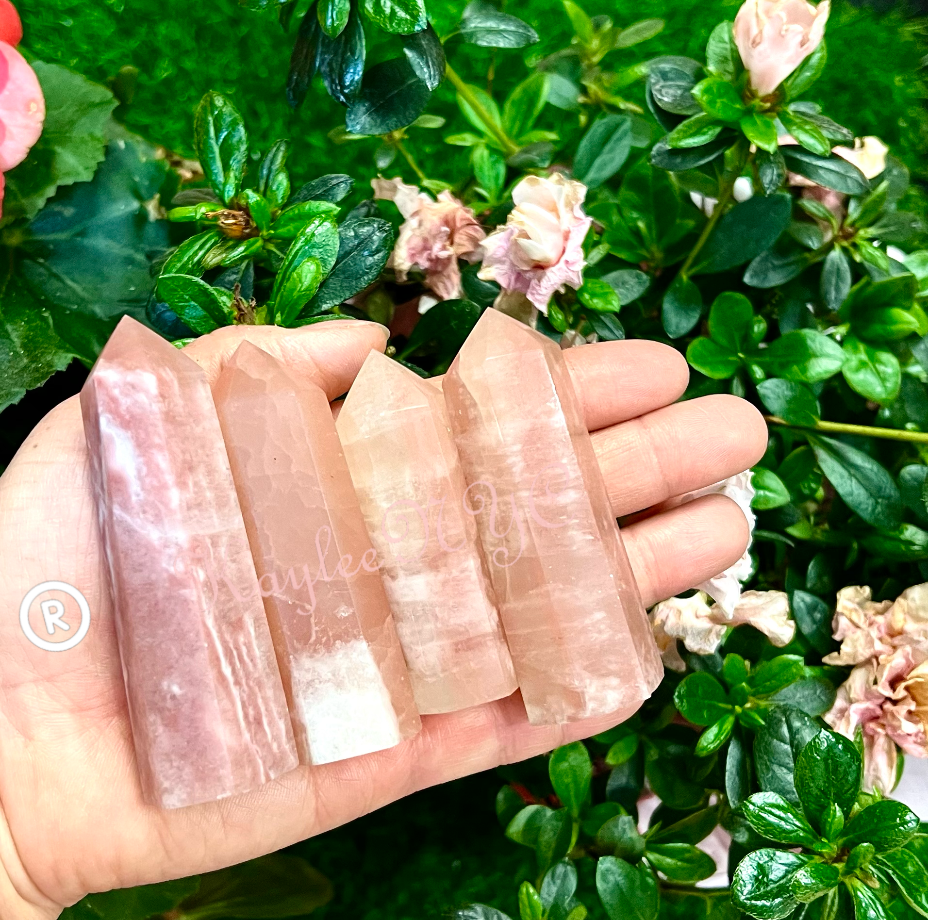 Strawberry Pink Calcite Crystal Obelisk Tower