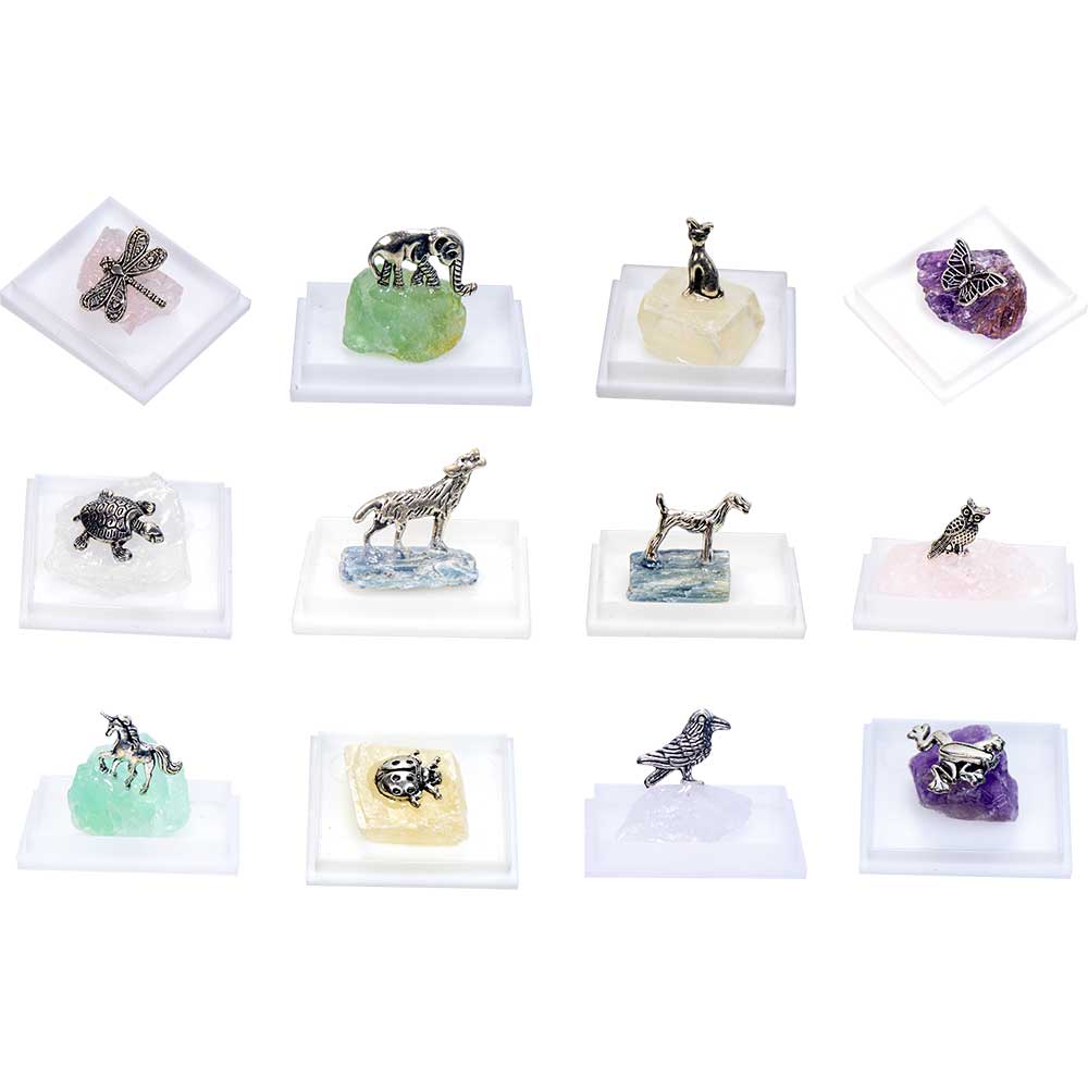 Gemstone Crystal Chunk with Pewter Animal