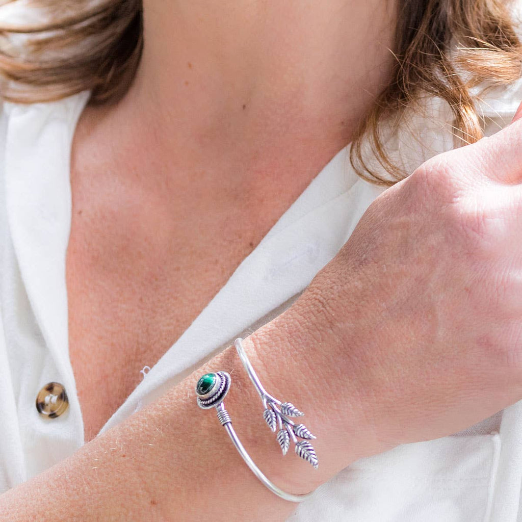 Tanvi Collection: Silver Stone Cuff Bracelet