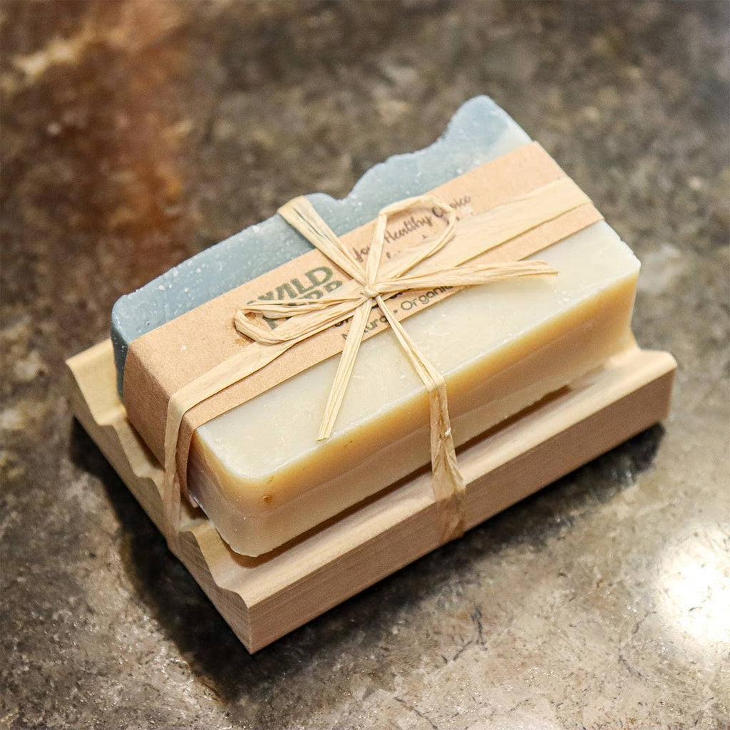 SOAP GIFT SET: Natural Soap Bar + Wood Dish