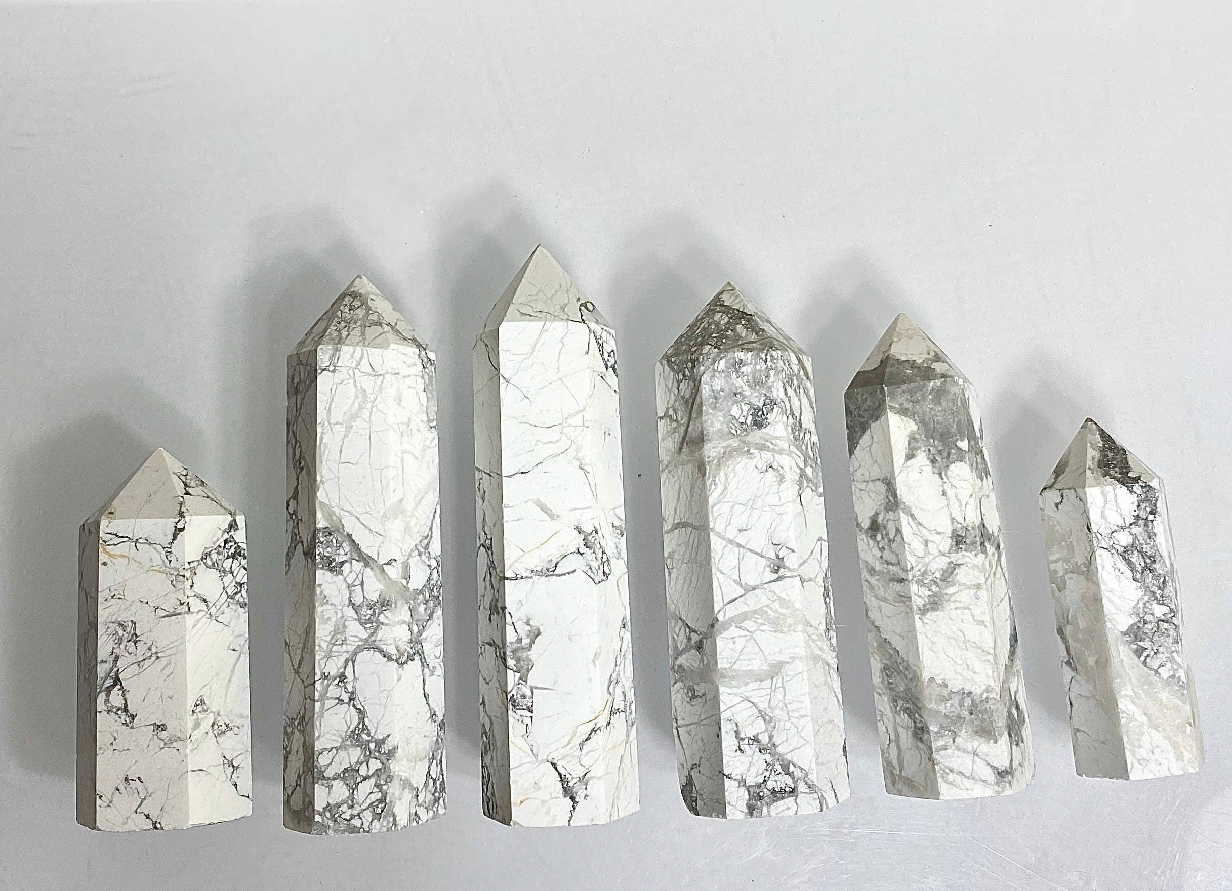 Howlite Obelisk Tower Point Crystal Natural Energy