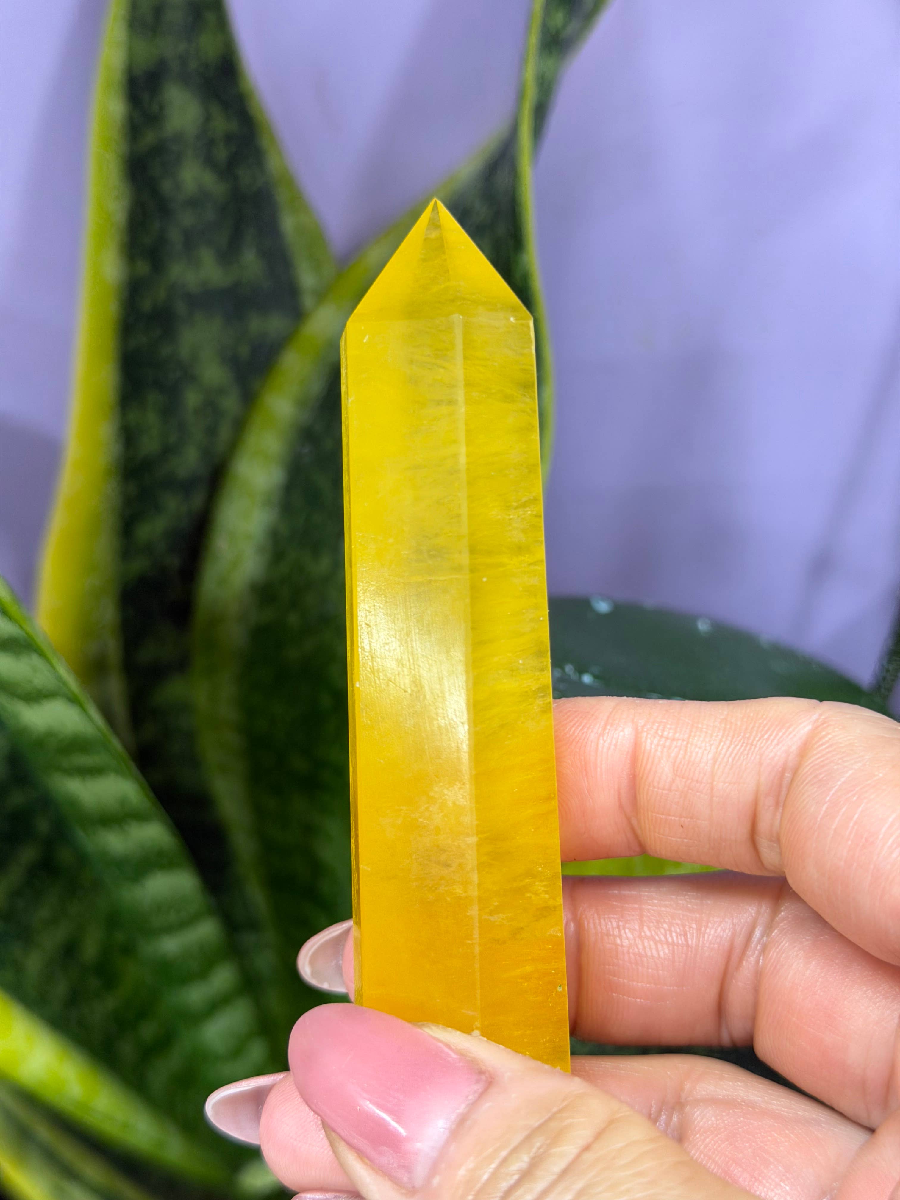 Yellow Fluorite Obelisk Tower Point Crystal