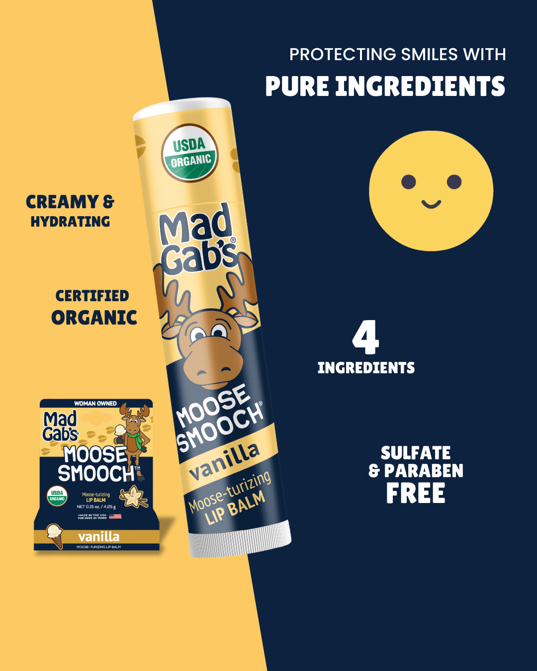 Organic Moose Smooch Vanilla Lip Balm POP