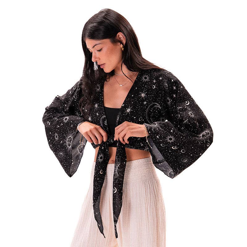 Black Cosmic Sky Daydreamer Yoga Wrap Top