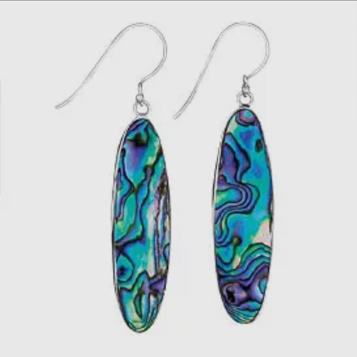 Abalone Oval Sterling Silver & Paua Shell Earring