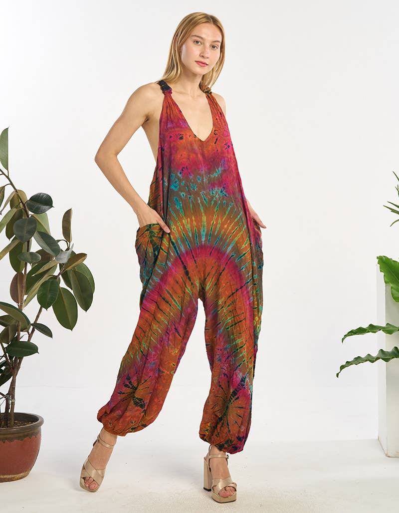 Rayon Tie Dye Jumpsuit Overalls (KT-1591)
