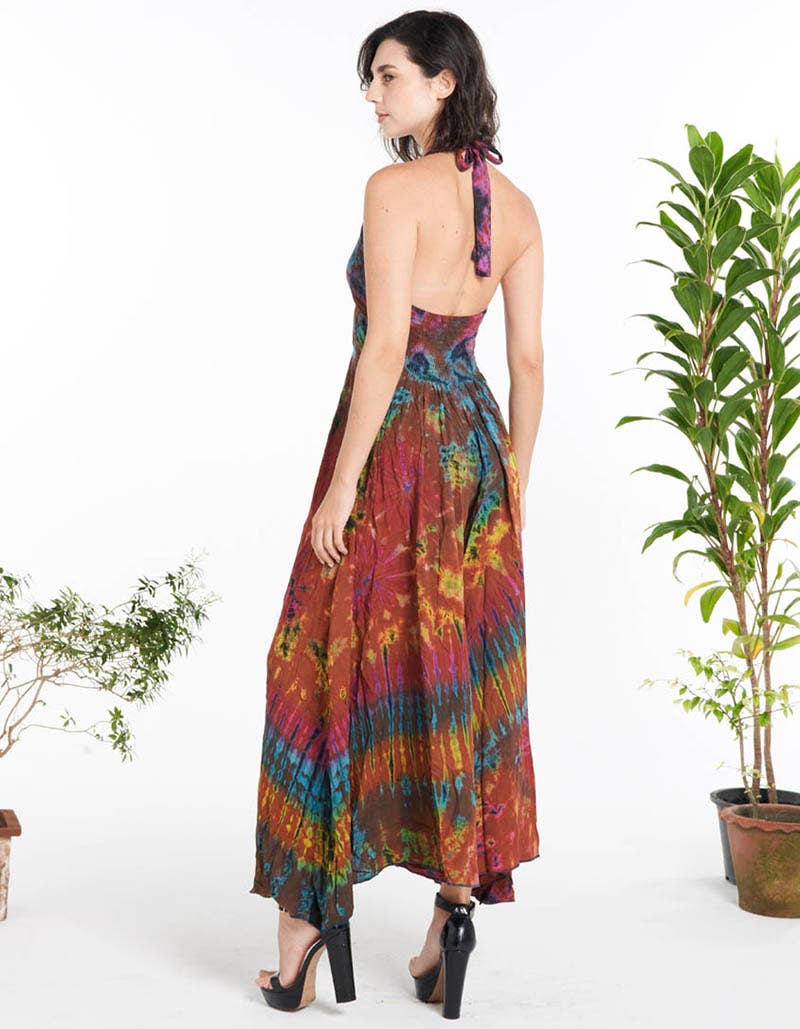 Tie-Dye Flowy Jumpsuit Overall Pants(KT-1479)