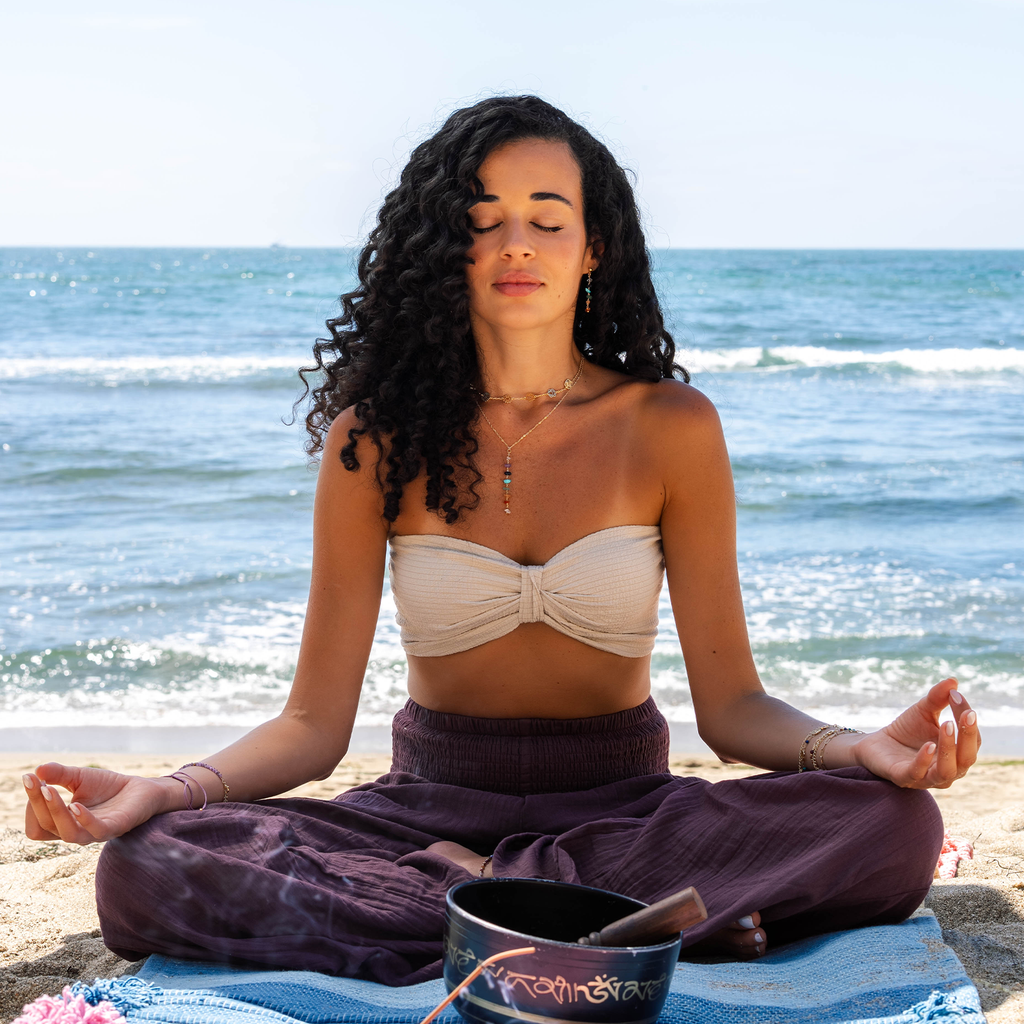 Lunar Sky Wide Leg Cotton Pants- Plum