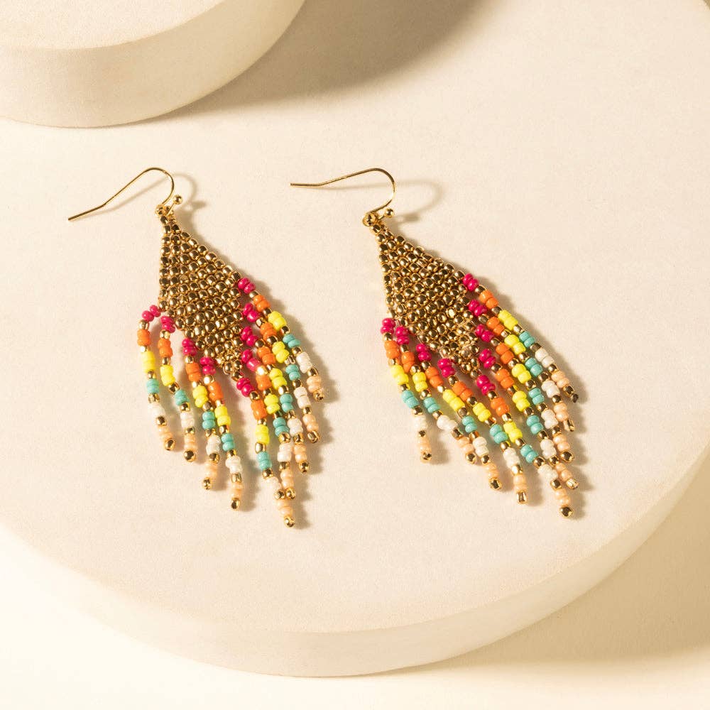 Rio Nights Rainbow Beaded Fringe Earrings in Sunfair Fest