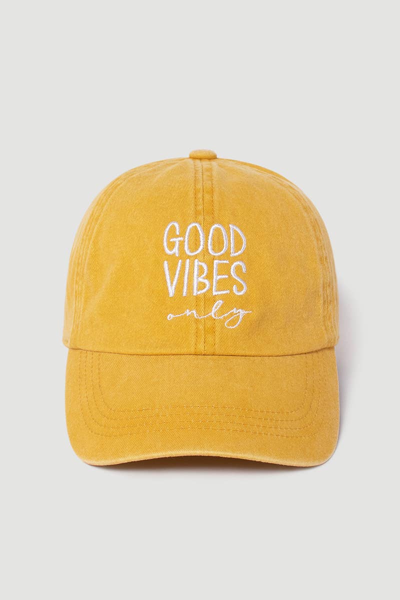 “Good Vibes Only” Baseball Cap Hat- Denim Blue