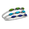 Green/Blue Sterling Silver Three Ring Stacker Set