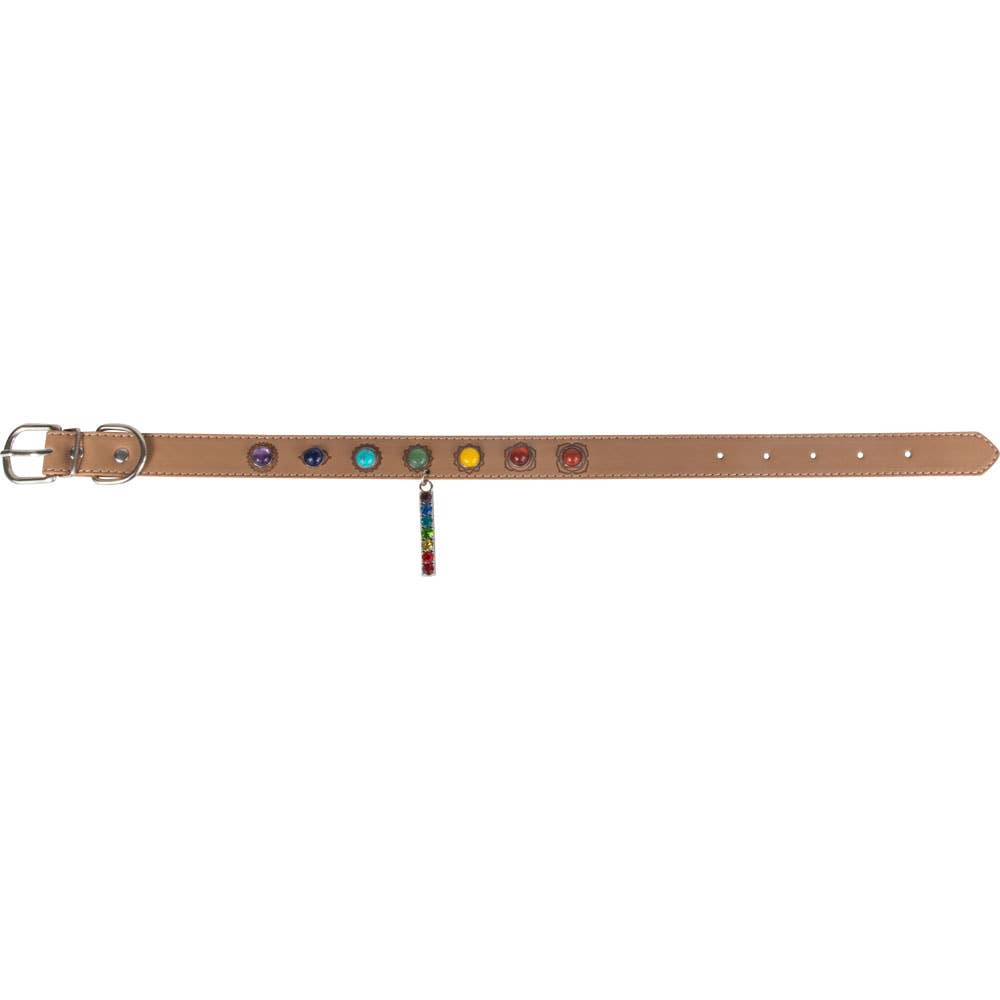 Large- Vegan Leather Dog Collar - 7 Chakras