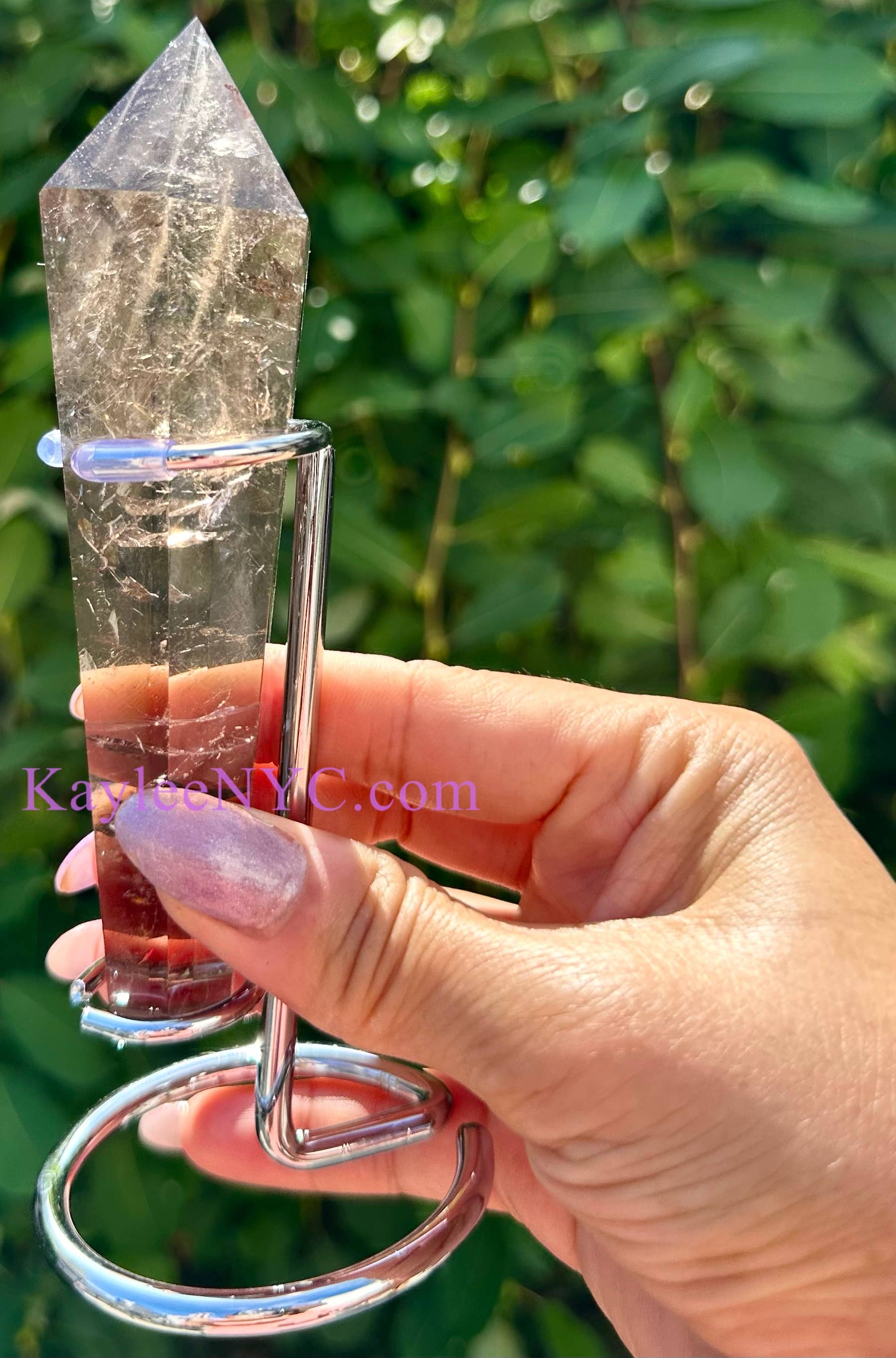 Natural Smoky Quartz Scepter on Stand
