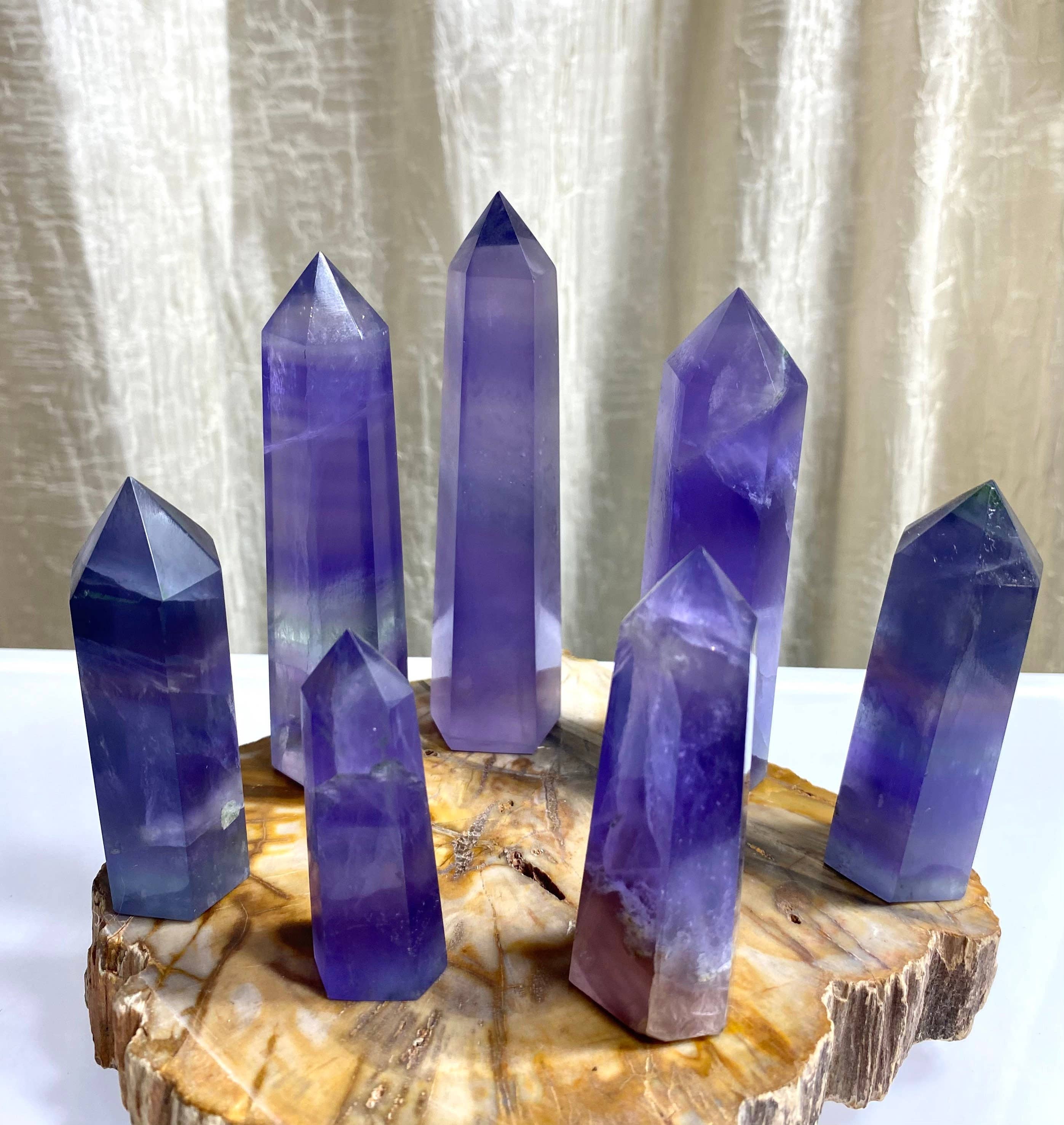 Purple Fluorite Crystal Tower Obelisk