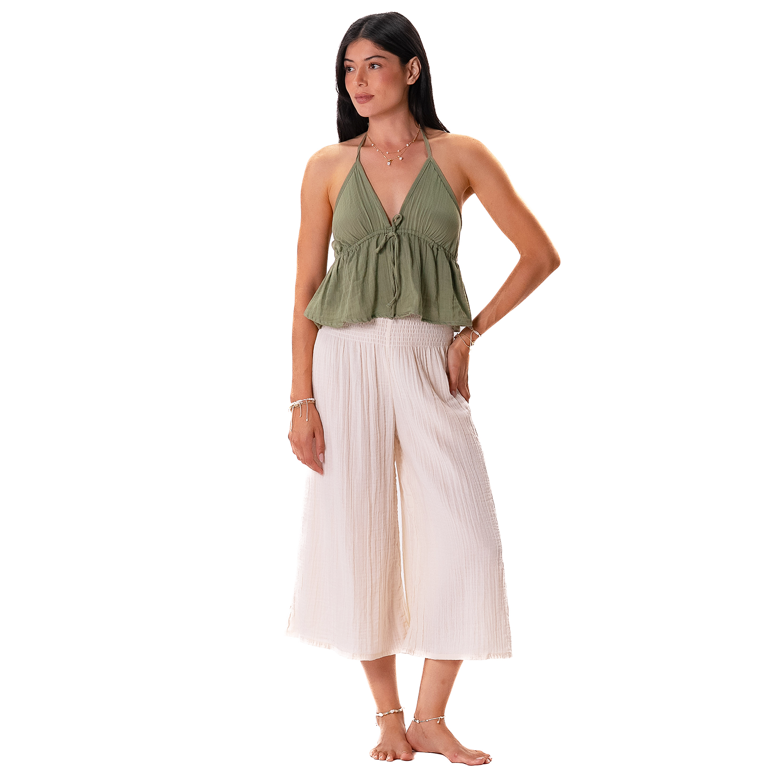 100% Cotton Seagrass Harbor Halter Top