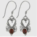 “Antionette” Garnet Swirly Filigree Sterling Silver Earrings