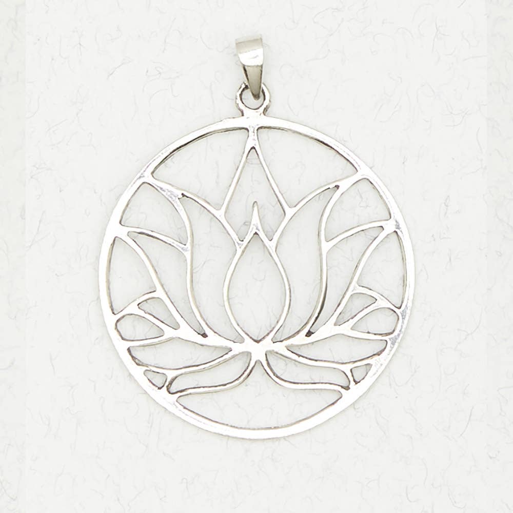 VEDA- Hindu Pewter Pendant Necklace - Lotus