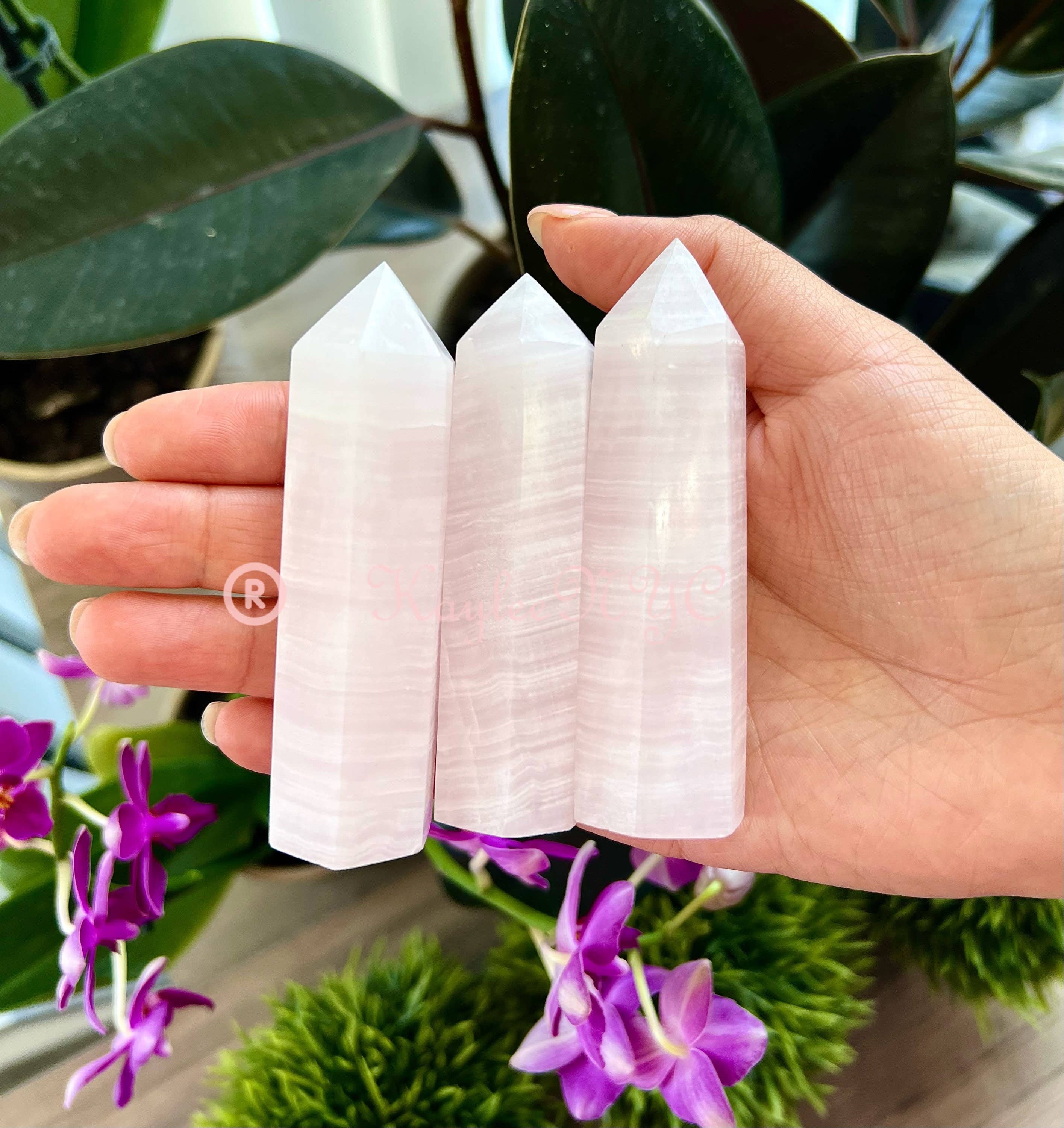 Pink Mangano Calcite Obelisk Tower Point
