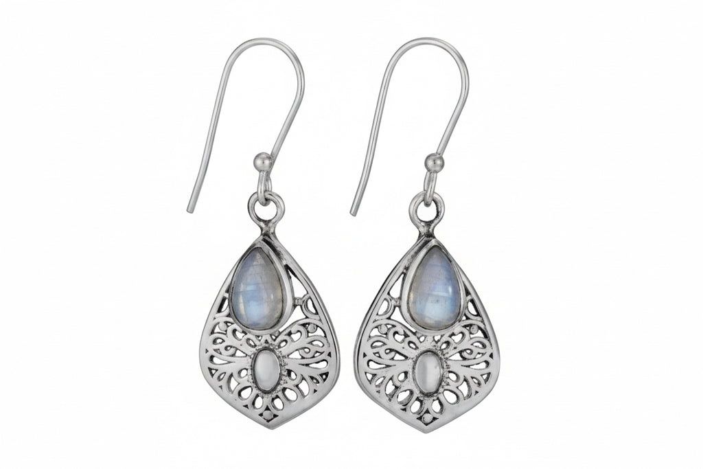 Moonstone Teardrop Rainbow Earrings