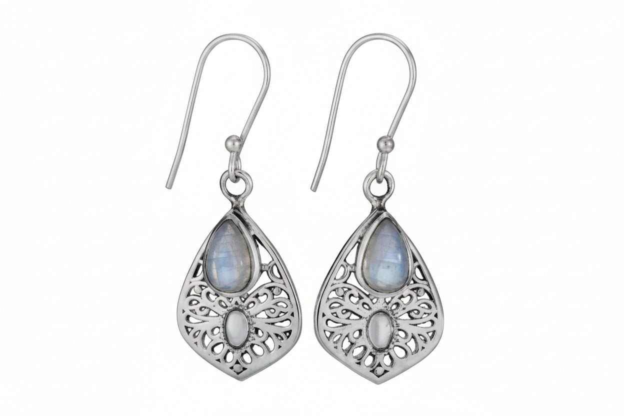 Moonstone Teardrop Rainbow Earrings