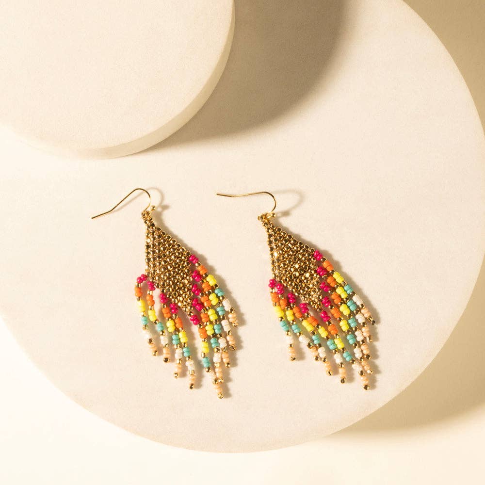 Rio Nights Rainbow Beaded Fringe Earrings in Sunfair Fest