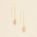Pressed Flower Thread Earring - Pink Lace Flower/Gold