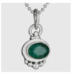 May Birthstone Necklace: Emerald & Sterling Silver