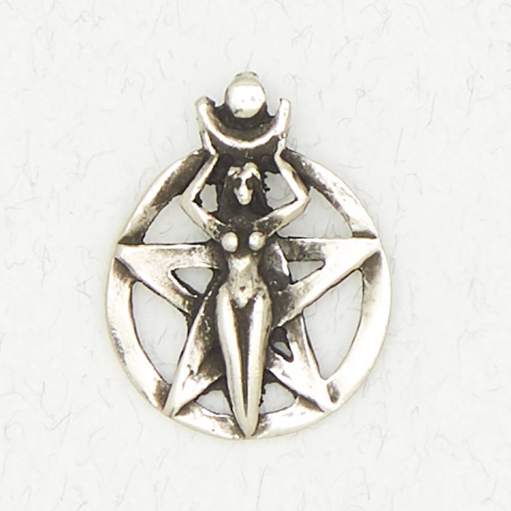Wicca Pewter Pendant Necklace - Pentacle of the Goddess
