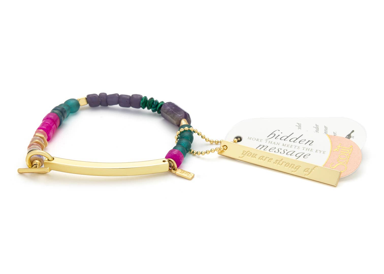 Hidden Message Bracelet: Strong AF/Amethyst/Gold
