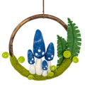 Blue Mushroom & Fern Wool Felted Forest Ring