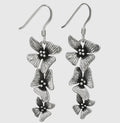 Triple Flower Sterling Silver Drop Earrings