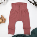 Organic Cotton High Waist Baby Pants, Dusty Rose