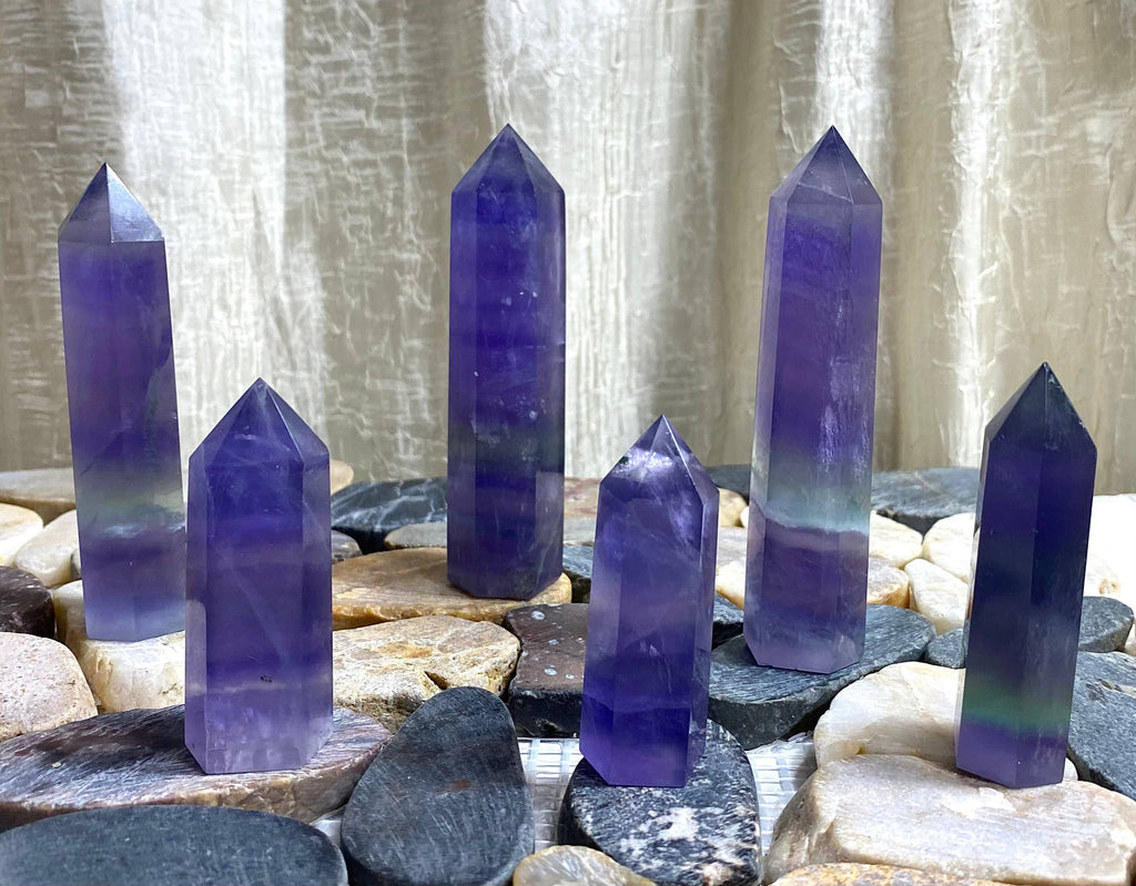 Purple Fluorite Crystal Tower Obelisk