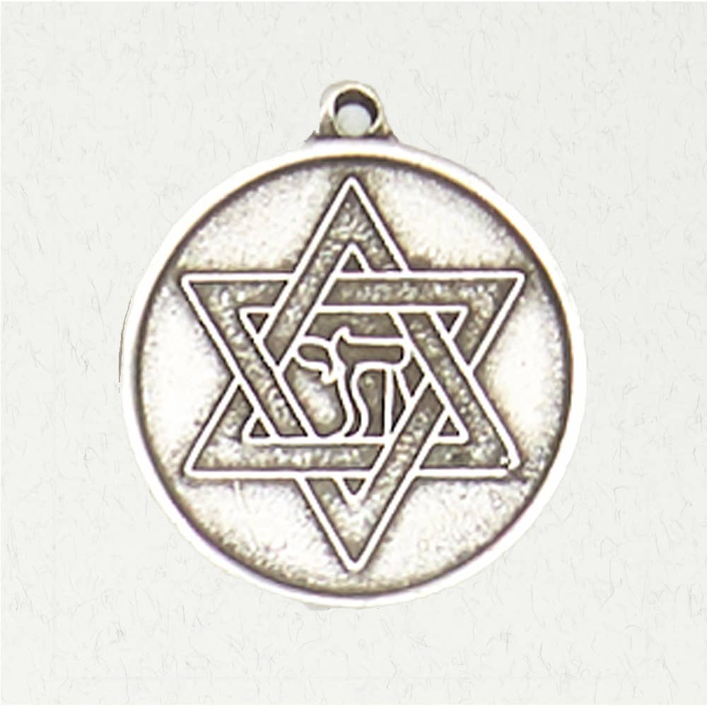 MITZVAH- Judaic Pewter Pendant - The Chai & The Star Of David