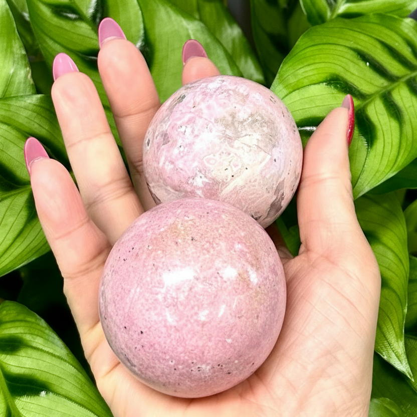 Peruvian Pink Rhodonite Sphere Crystal Ball