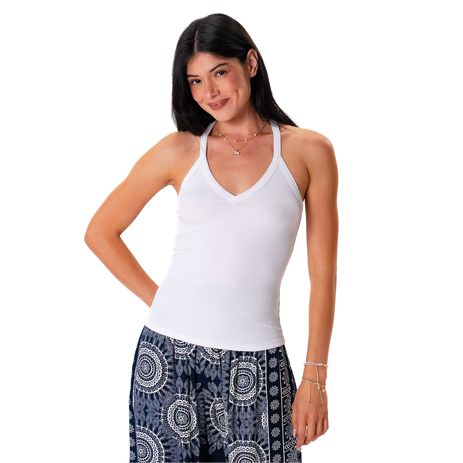 White Rivieria Ribbed Top