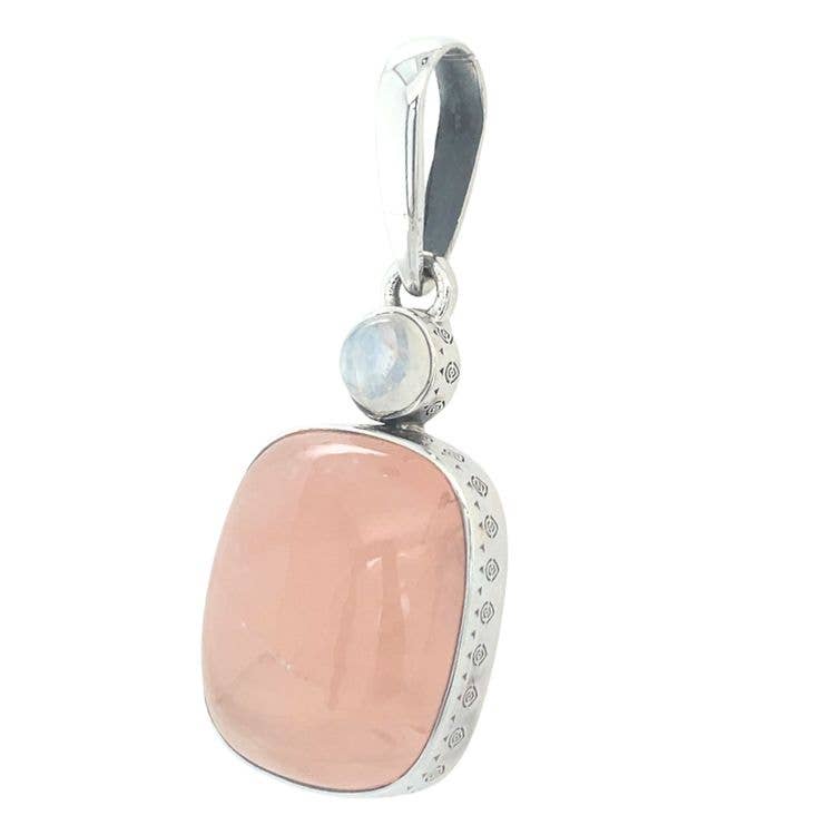 Rose Quartz Moonstone Romantic Pendant